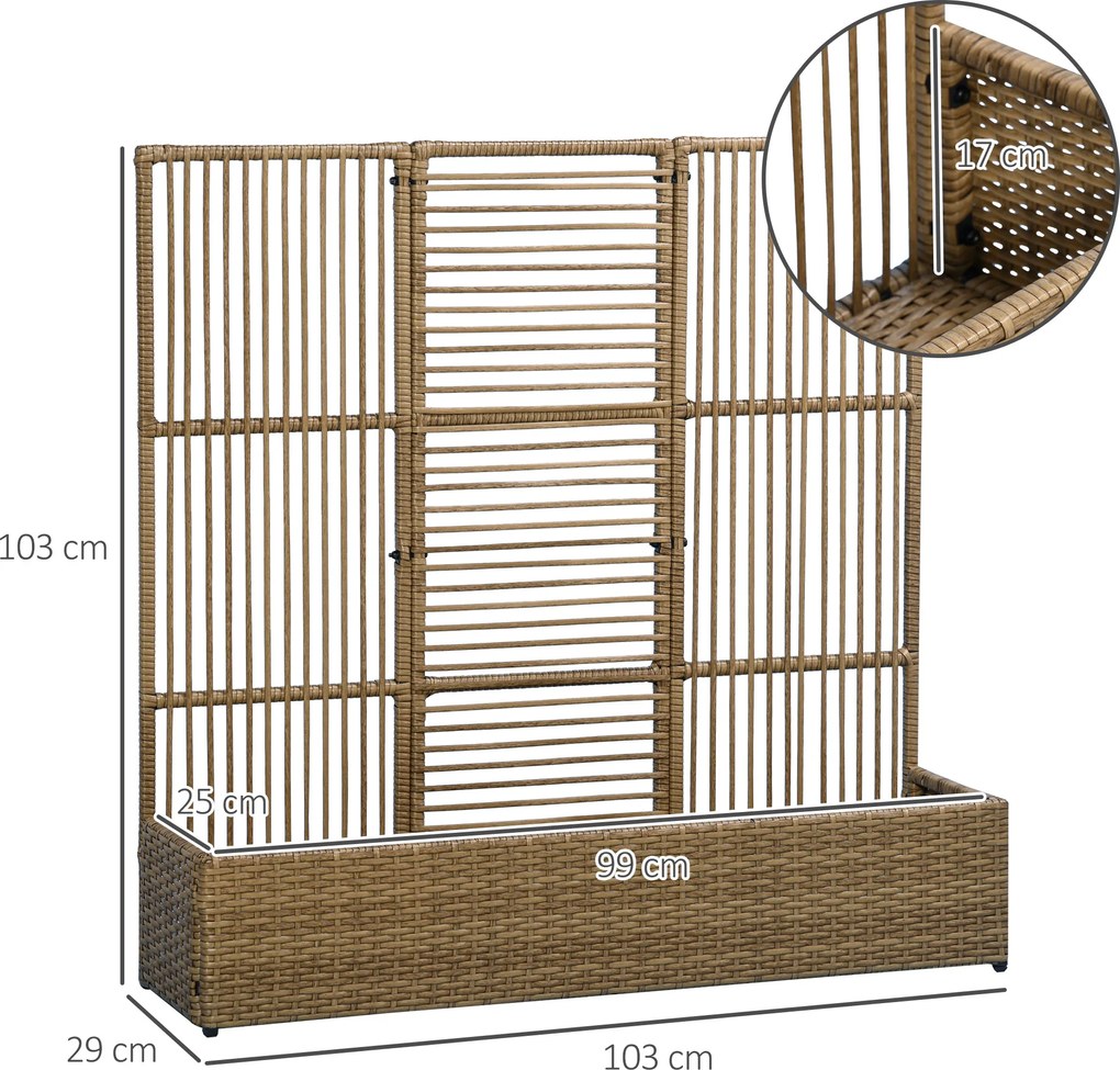 Outsunny Solidny Kwietnik z Rusztem - Odporny na Warunki Atmosferyczne, Piaskowy, 103x103x29cm