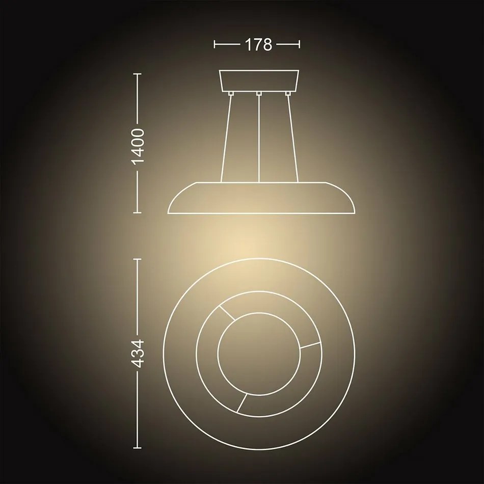 Philips Hue 40233/30/P6 Oprawa wisząca LED Amaze 39 W, czarnz