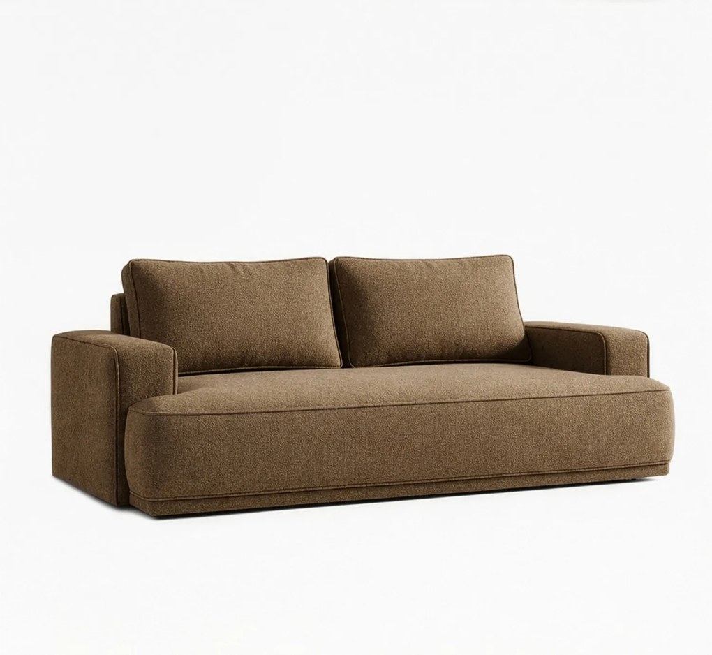 Sofa z Funkcją Spania CAMELIA Brązowa Boucle Nowoczesna
