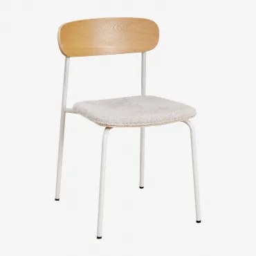 Krzesło Do Jadalni Sztaplowane Z Żelaza I Drewna Wilpier Kremowa Tapioca & Chenille Kremowy Beż - Sklum