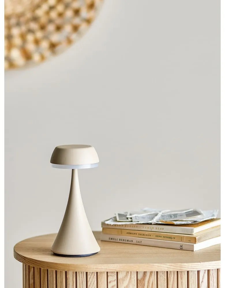 Beżowa lampa stołowa LED z metalowym kloszem (wysokość 17,5 cm) Pepple – Bloomingville