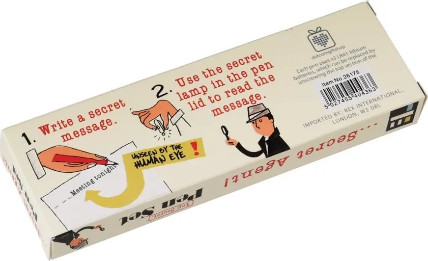Zestaw 2 detektywistycznych długopisów z niewidzialnym atramentem i światłem UV Rex London Secret Agent