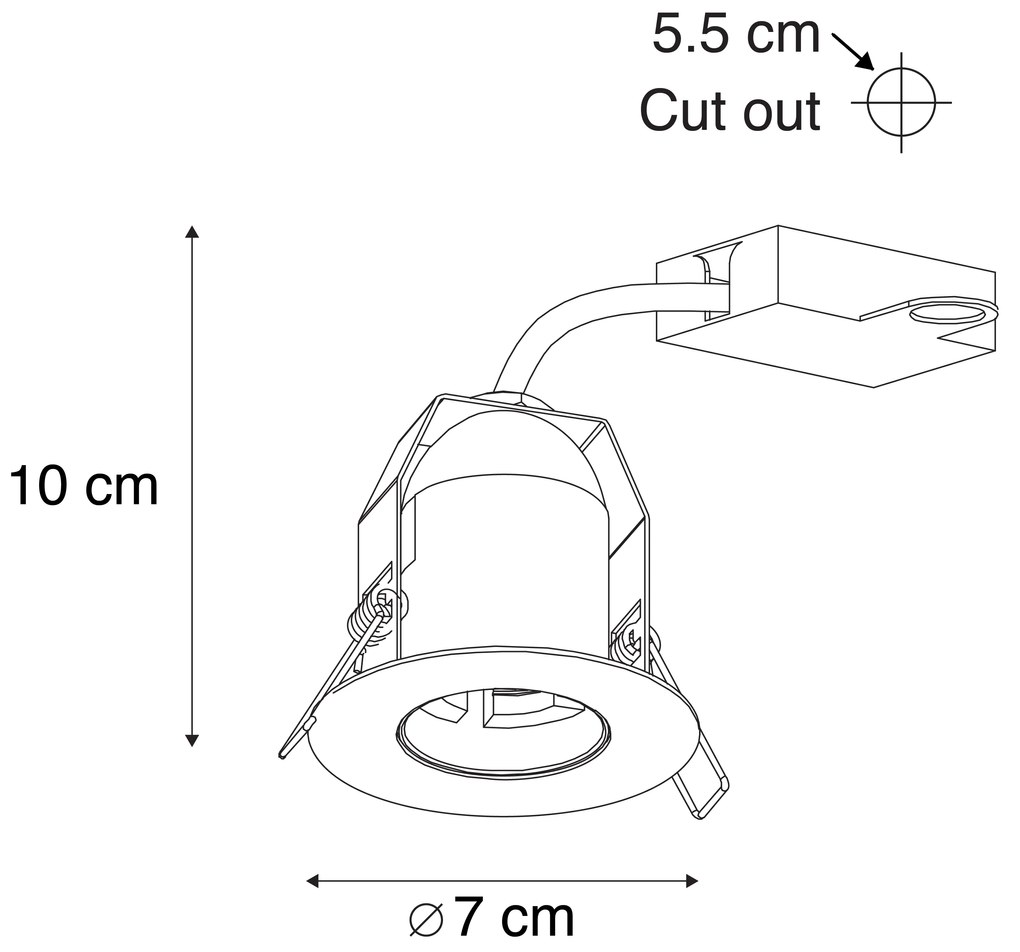Zestaw 6 nowoczesnych reflektorów wpuszczanych czarnych - Insight