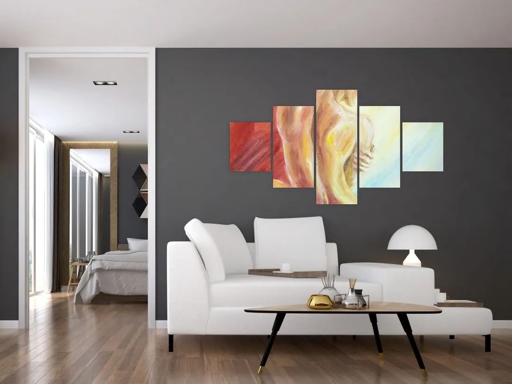 Obraz odpoczywającej kobiety, obraz olejny (125x70 cm)