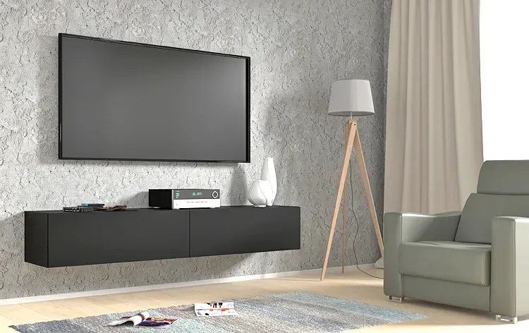 Czarna długa ścienna szafka rtv 180 cm C4-D34