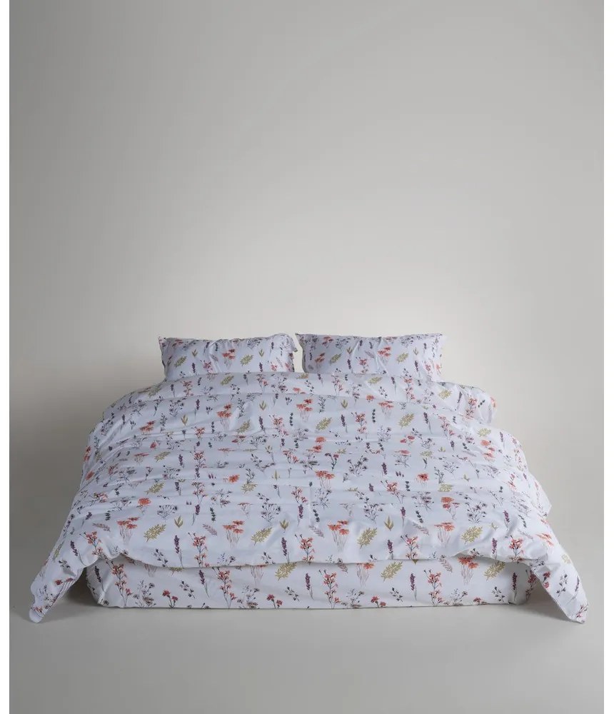 Biała pościel jednoosobowa z bawełny renforcé 140x200 cm Floral Dance Autumn – Mila Home Luxury