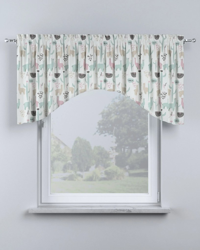 Lambrekin łuk kolor zielony tkanina wzorzysta