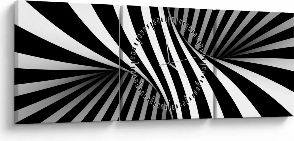 Abstrakcyjny obraz z paskami zebry (z zegarem) (90x30 cm)