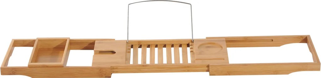 HOMCOM Półka na Wannę Bambusowa Rozsuwana Nakładka na Wannę Naturalny Kolor 70-105x21 8x5cm | Aosom PL