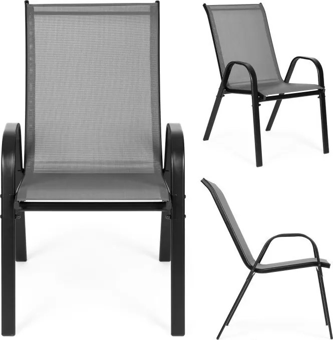 Zestaw 2 krzeseł ogrodowych sztaplowanych Isla 092, szary