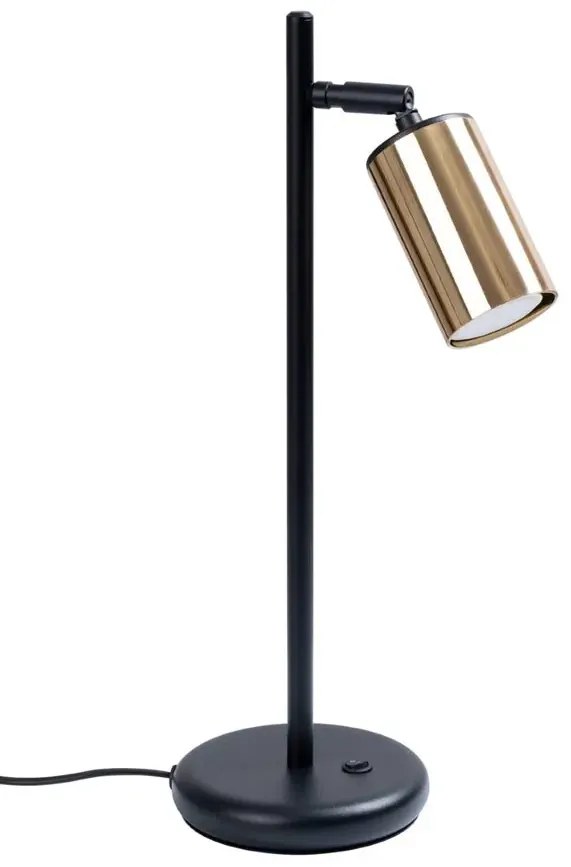Lampka na biurko z kloszem w kształcie tuby czarny + złoty - A577 T1-A43