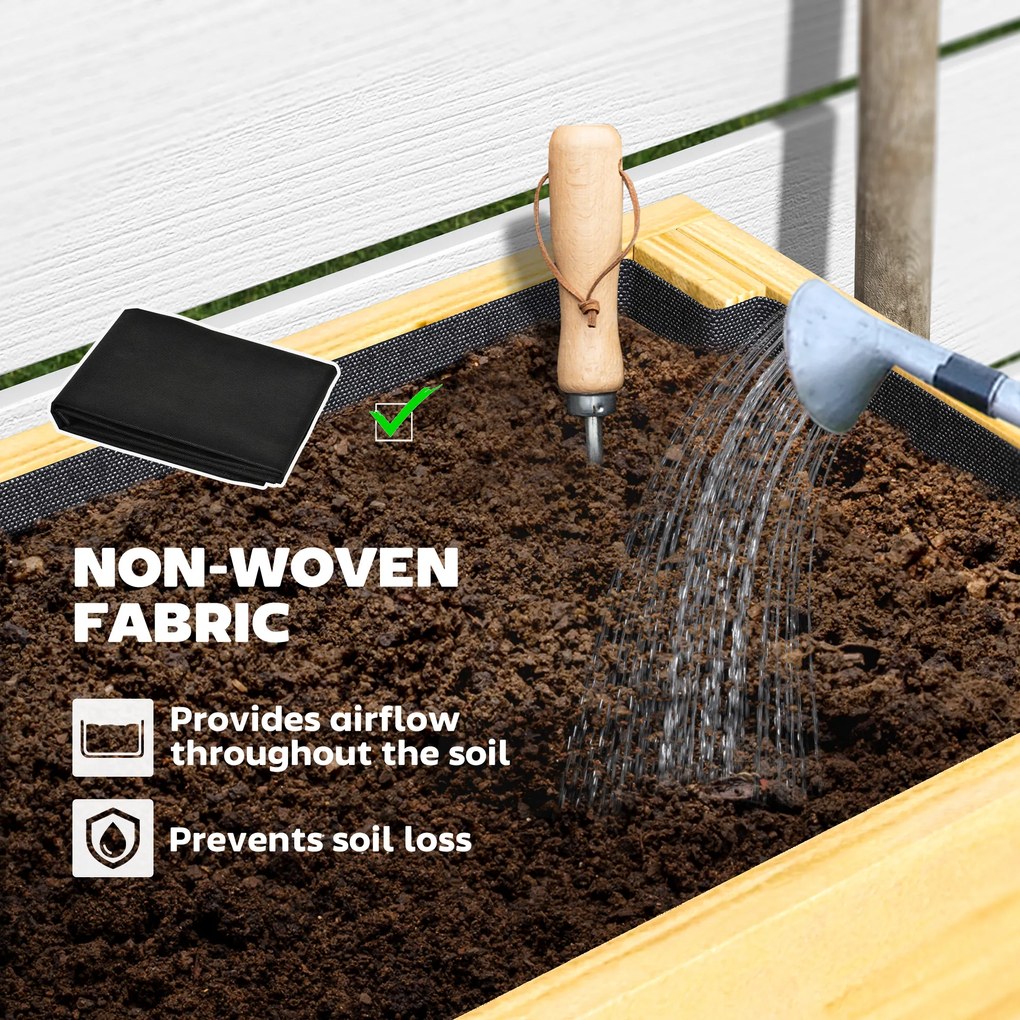 Outsunny Kwietnik z Dolną Półką, Drewniane Grządka z Wyściółką z Włókniny i Otworami Drenażowymi, 100 x 30 x 70,5 cm, Drewno Naturalne