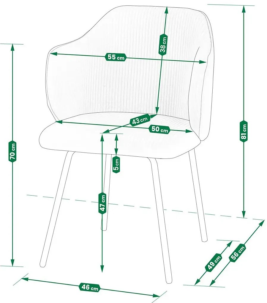 Szare sztruksowe krzesło tapicerowane W6-P42