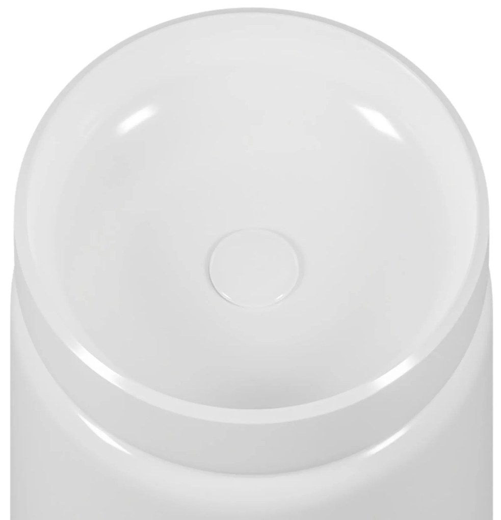 Umywalka z konglomeratu wolnostojąca okrągła biała matowa 85 x 40 cm RONA White MATT bez przelewu : Podłączenie syfonu - Do podłogi