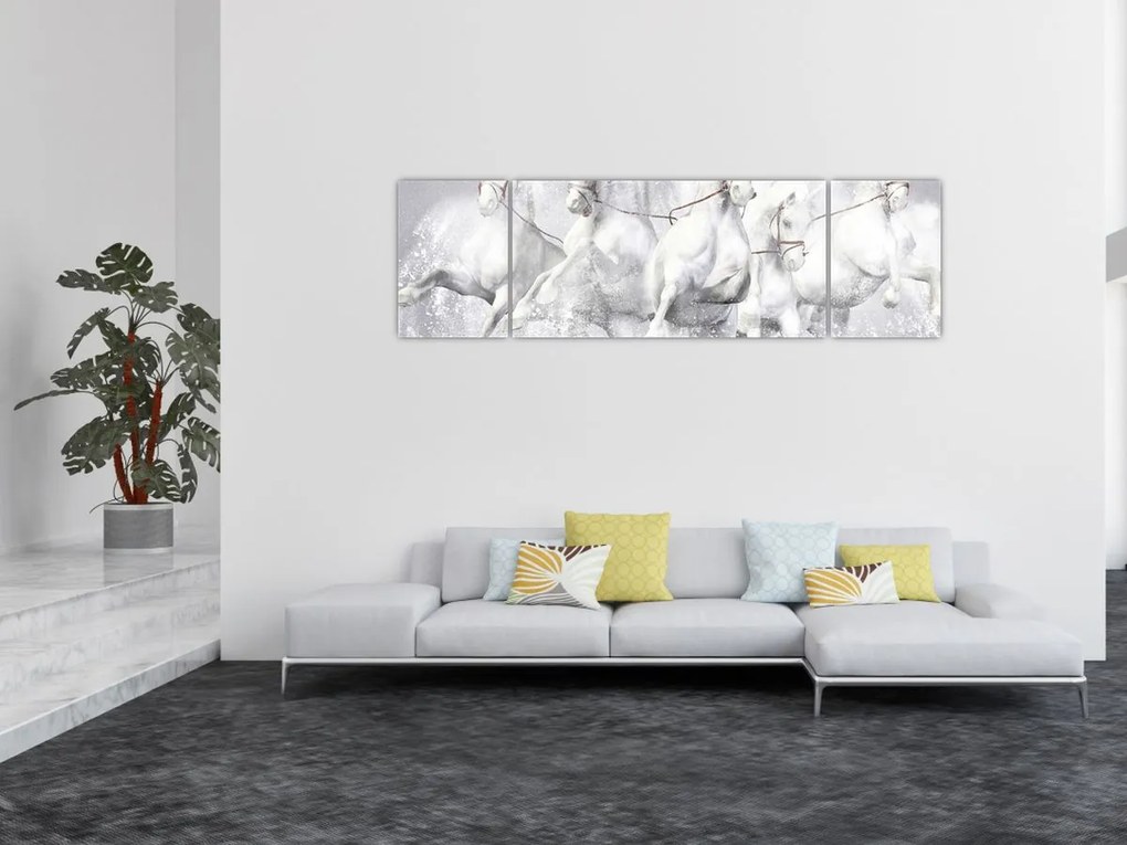 Obraz - Ilustracja przedstawiająca konie wyścigowe (170x50 cm)