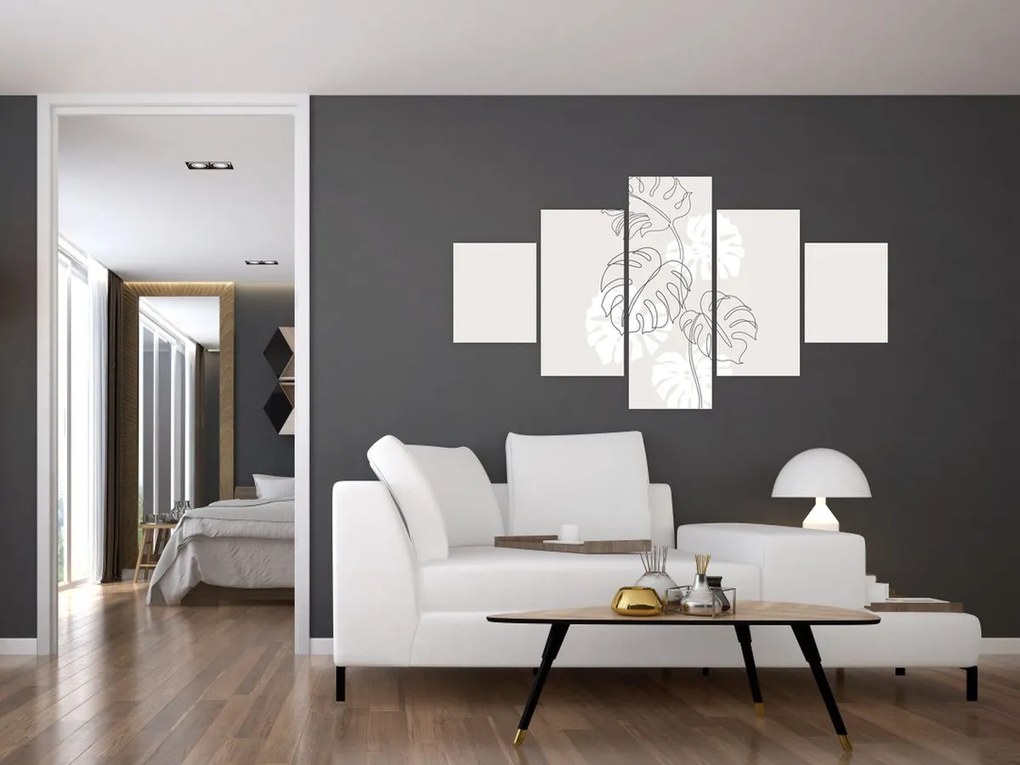 Obraz - Line art monstera N⁰3 (125x70 cm)