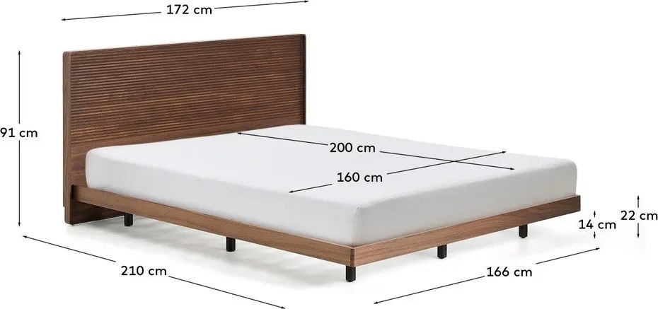 Brązowe łóżko dwuosobowe z litego drewna brzozowego ze stelażem 160x200 cm Norlen – Kave Home