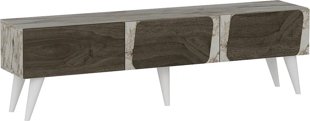 Stojak pod TV – 150 cm x 30 cm x 43 cm – Marmur i orzech – MDF