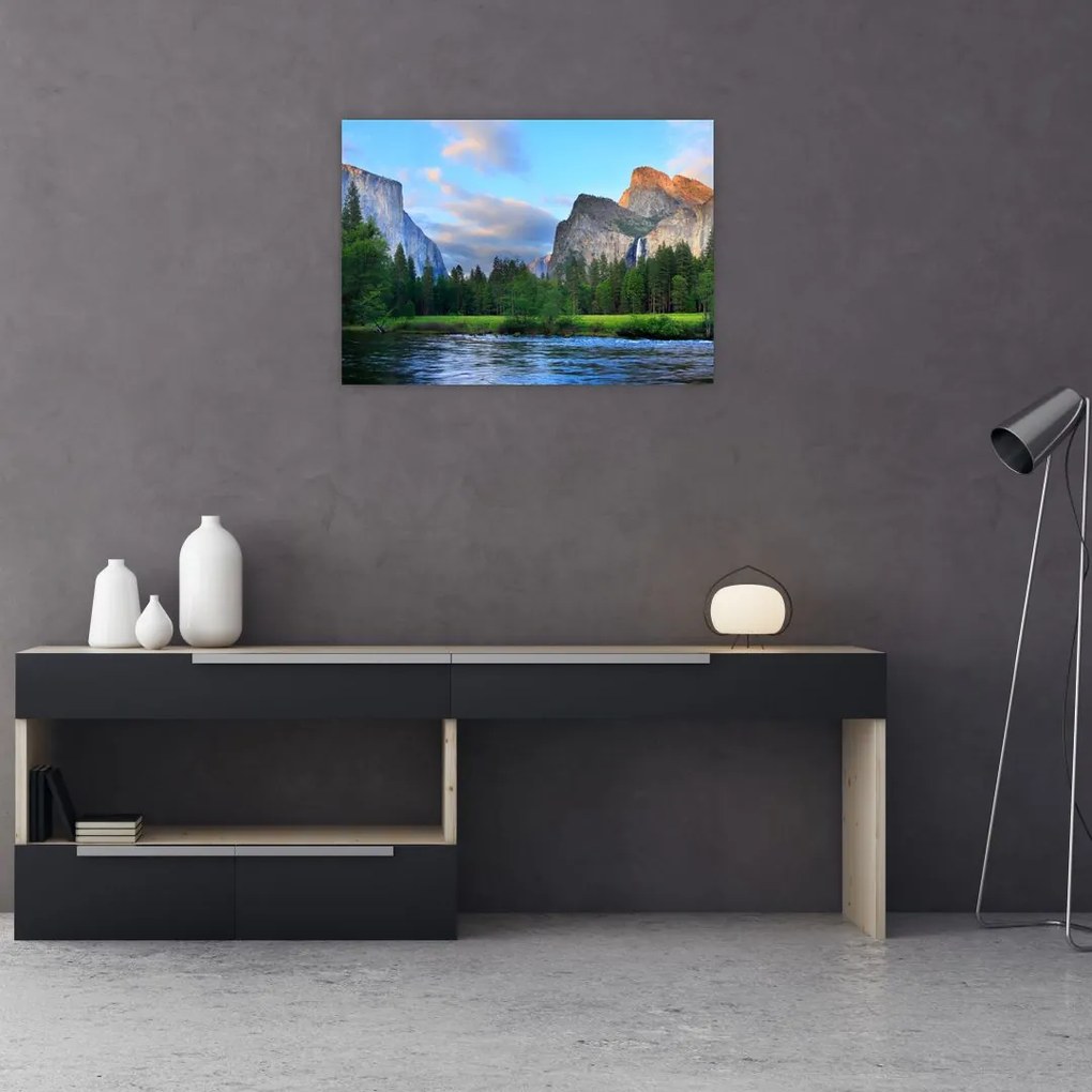 Obraz na szkle dzikiego górskiego krajobrazu (70x50 cm)