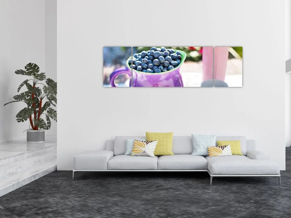 Obraz - jagody w filiżance (170x50 cm)