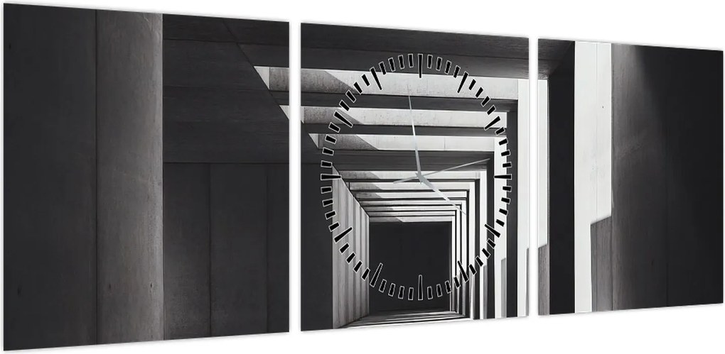Obraz - Kwadratowy tunel (z zegarem) (90x30 cm)
