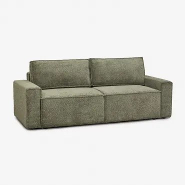 Sofa Rozkładana 3-osobowa Tapicerowana Tampere Bukla Zieleń Army - Sklum