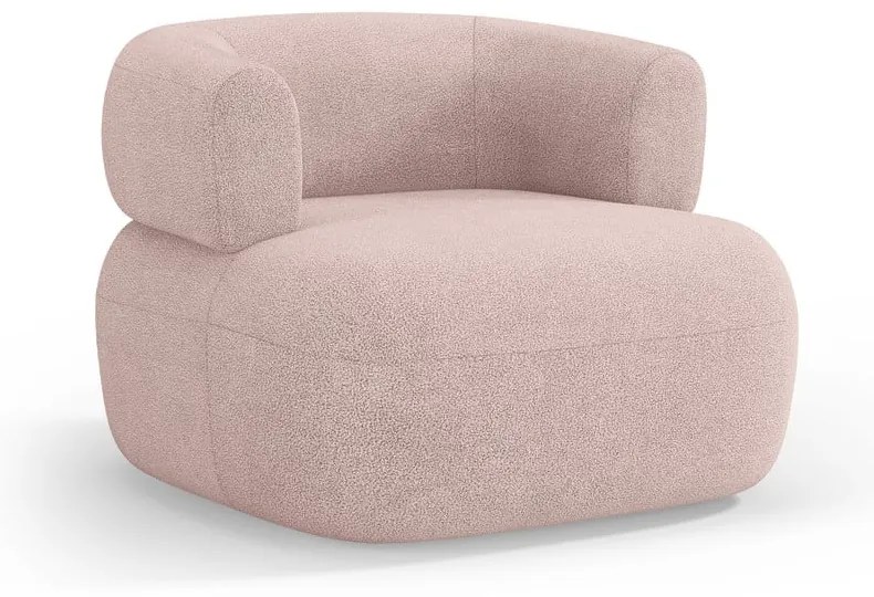Jasnoróżowy fotel z materiału bouclé Jenny – Micadoni Home