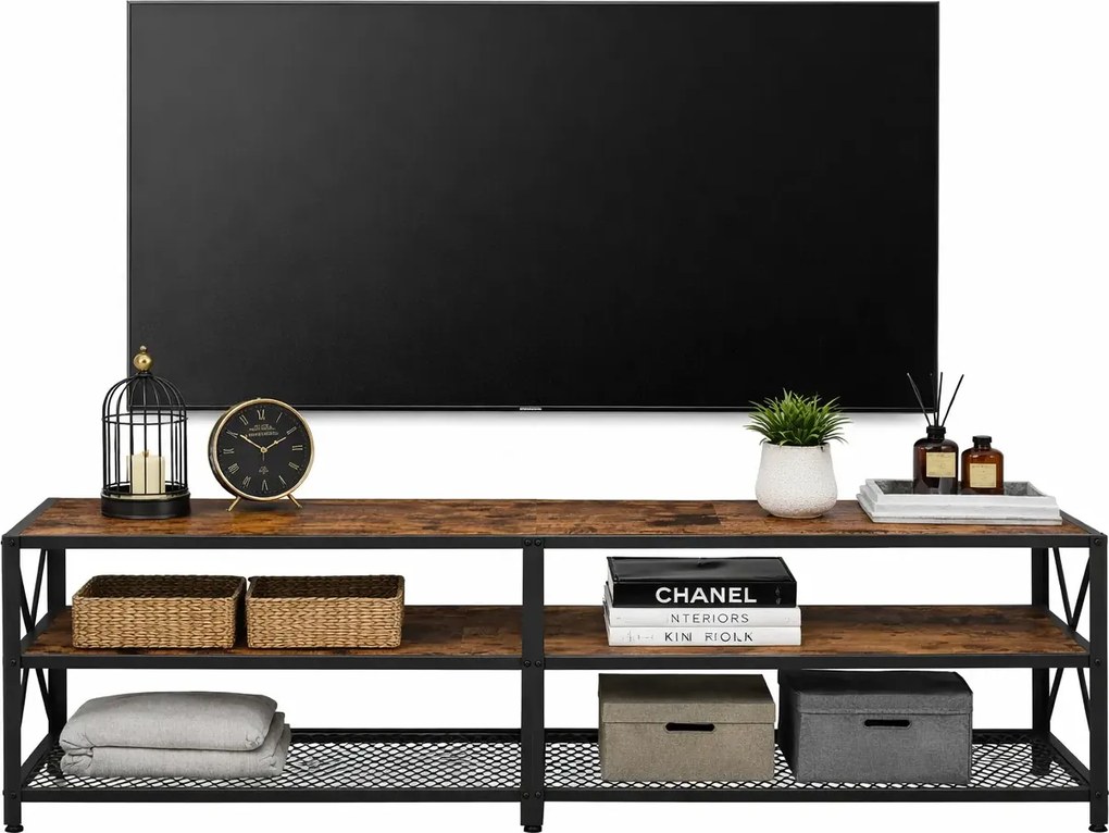 Loftowy stolik pod telewizor z półkami F1-R38