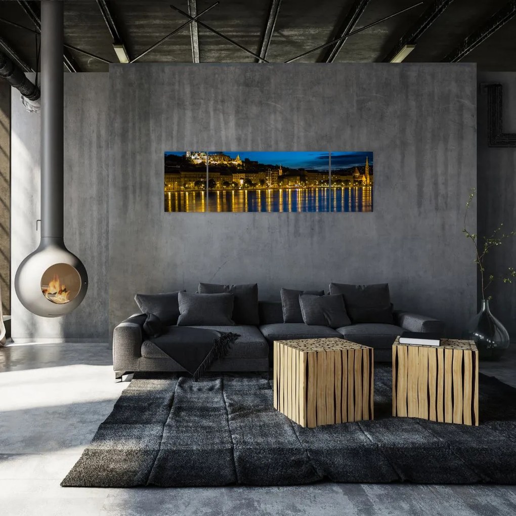 Obraz miasta nocą (170x50 cm)