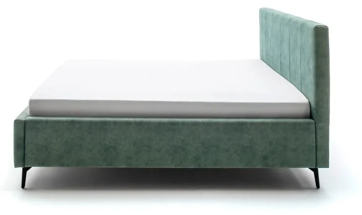 Zielone tapicerowane łóżko dwuosobowe ze schowkiem i stelażem 180x200 cm Lizzano – Meise Möbel