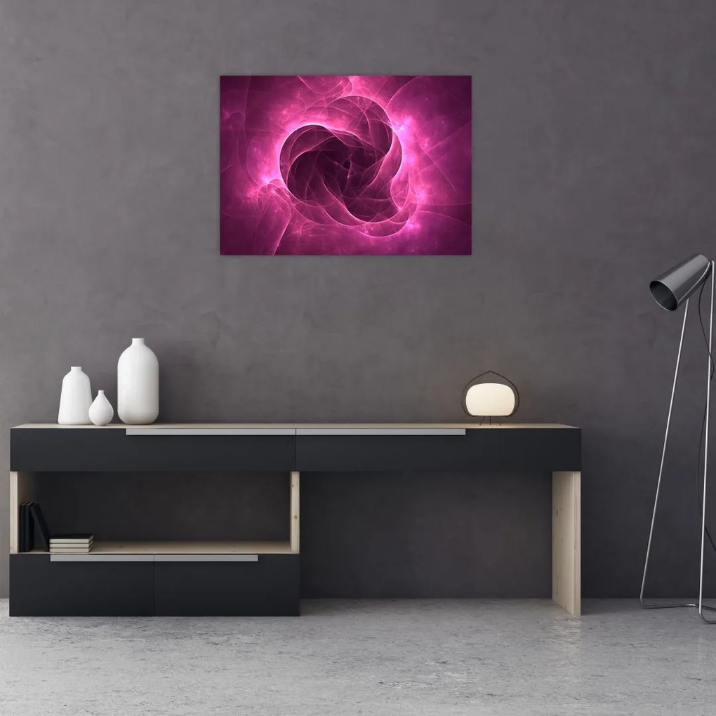 Obraz nowoczesnej różowej abstrakcji (70x50 cm)