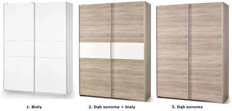 Szafa przesuwna Kaloe S1 - dąb sonoma - biała
