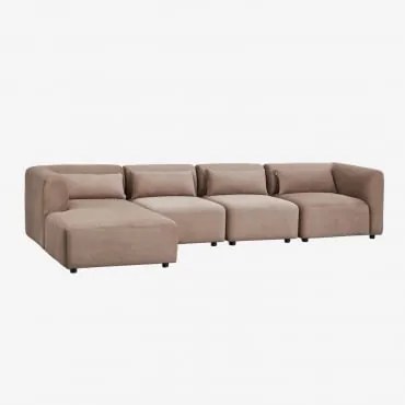 Sofa Modułowa Fogler 4-częściowa, Lewa, Z Leżanką Sztruksu Camel - Sklum