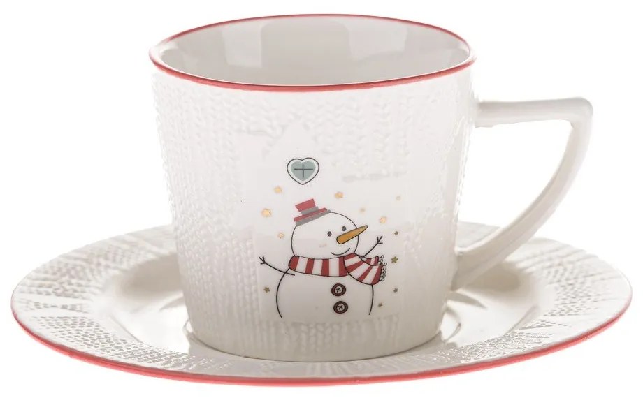Biała porcelanowa filiżanka ze świątecznym motywem 110 ml Snowman – Dakls