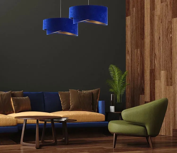 Niebiesko-złota lampa wisząca glamour - 5X EX989 W1-L71