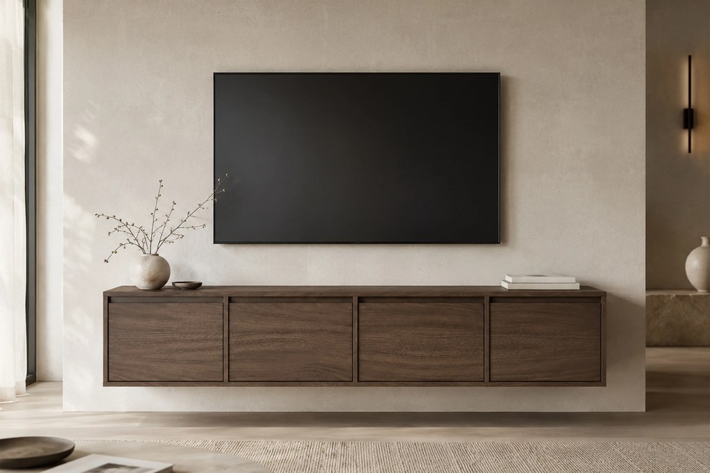 Szafka RTV czterodrzwiowa Zolia 180 cm wisząca - orzech elegant
