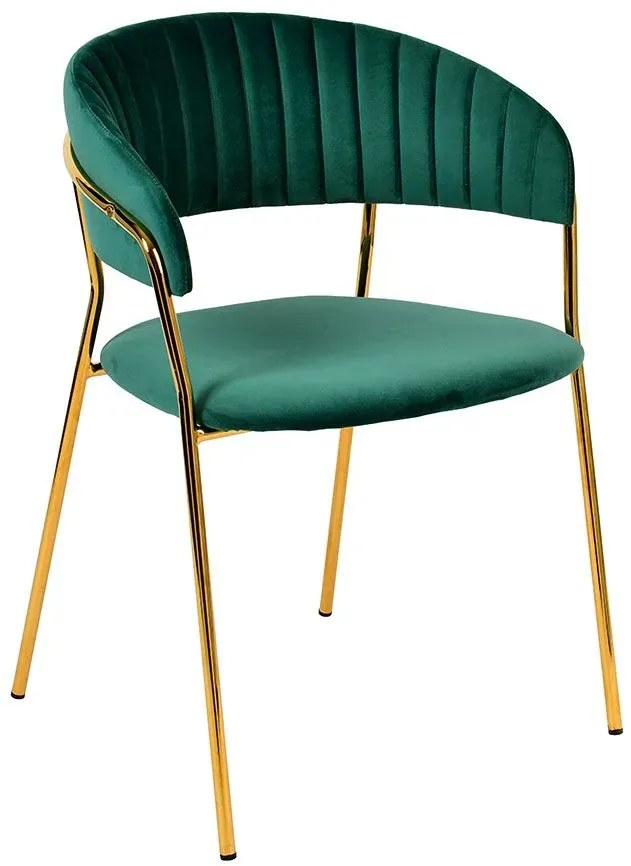Zielone tapicerowane krzesło welurowe w stylu glamour H7-F48