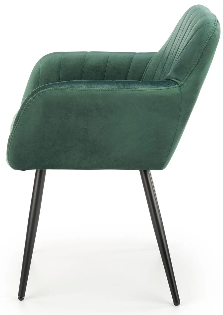 Krzesło Do Jadalni Salonu Ciemny zielony Velvet Kubełkowe Nowoczesne K429