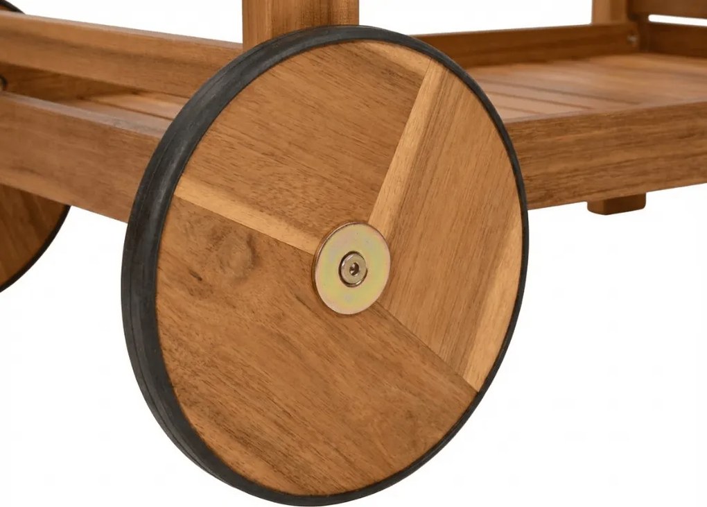 Ogrodowy stolik serwujący na kółkach GRIL PARTY, drewno akacjowe