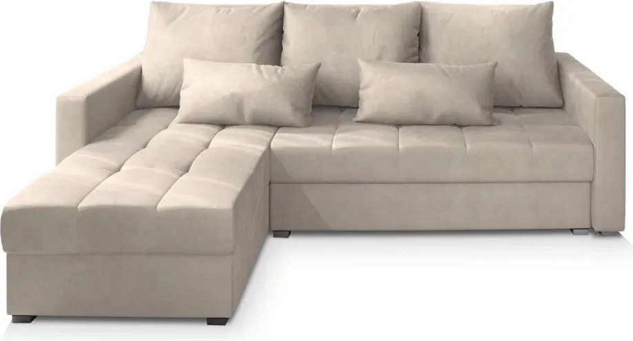 Kremowa rozkładana narożna sofa ZENOVA 220x140 cm, dwustronna