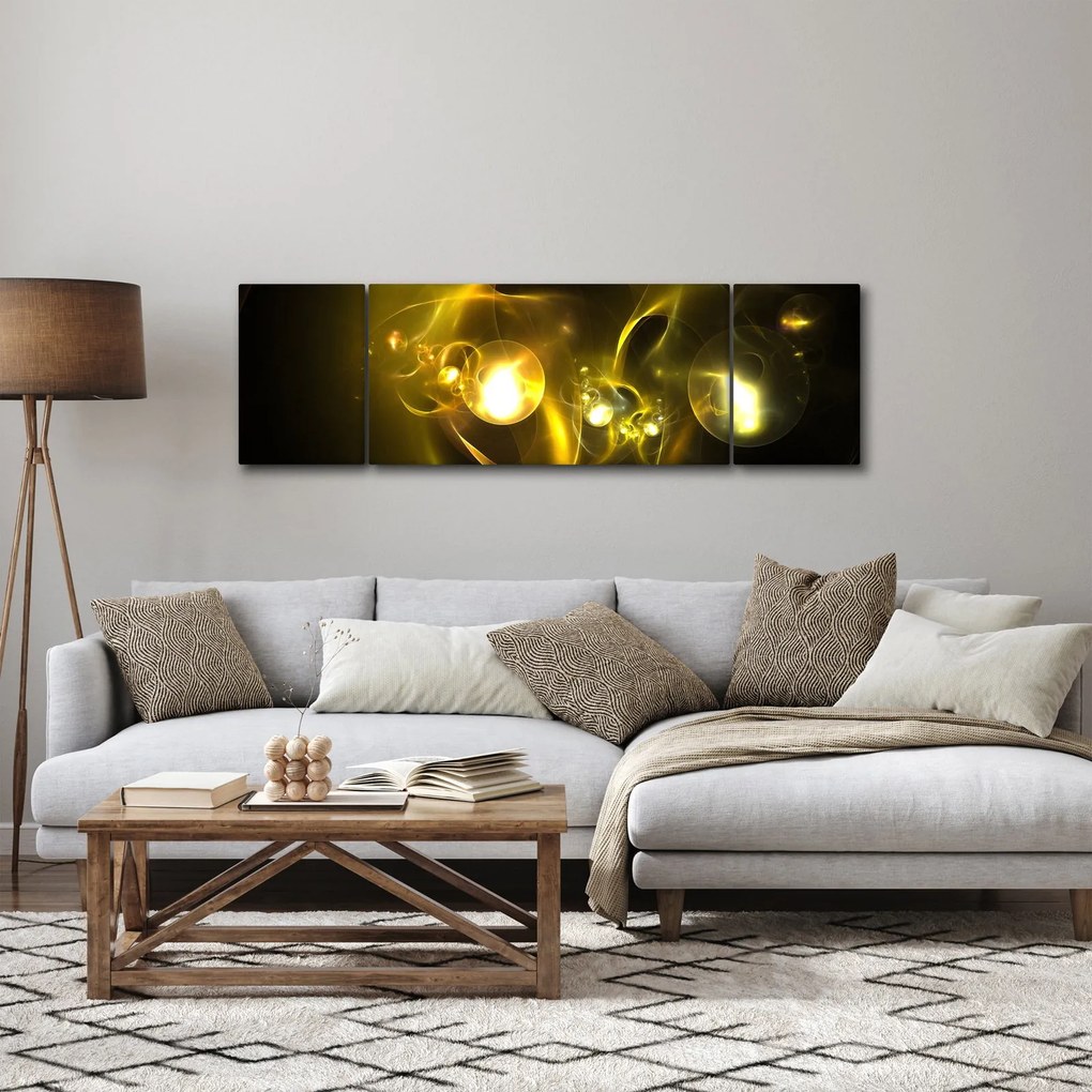 Abstrakcyjny obraz żółtych kul (170x50 cm)