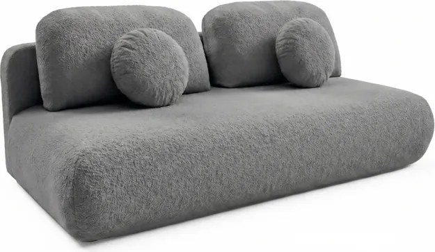 Sofa BASE Rozkładana Dwuosobowa Ciemnoszara Boucle Japandi