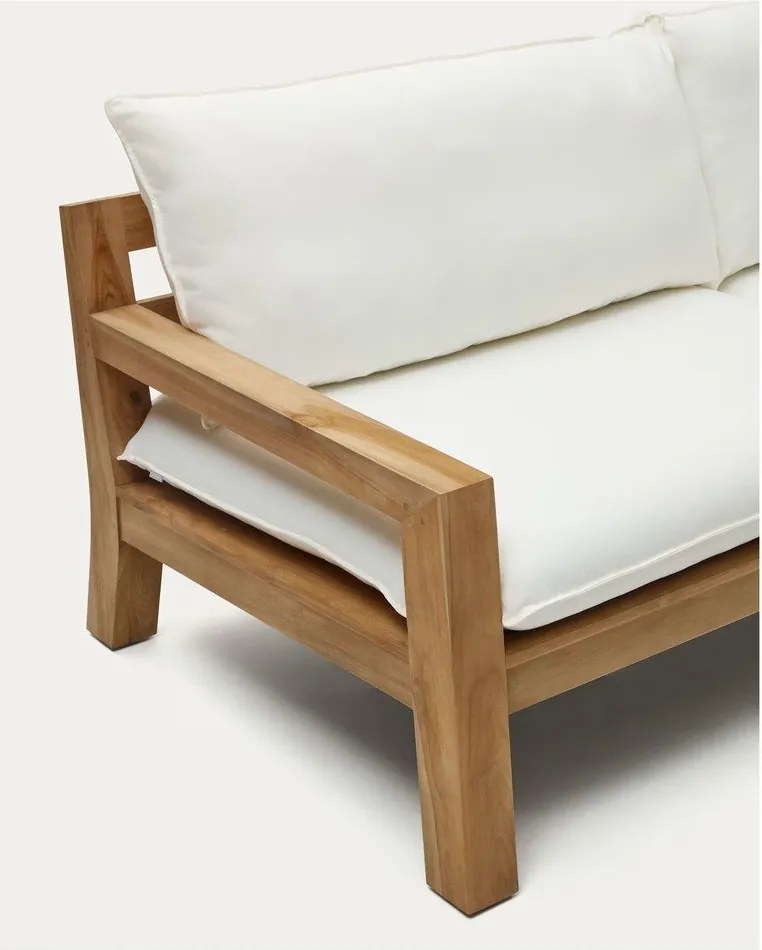 Biało-naturalna sofa ogrodowa z drewna tekowego Forcanera – Kave Home