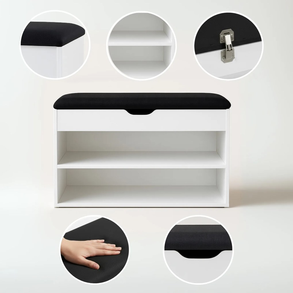 Szafka na buty z siedziskiem LEVA, 60 x 30 x 47 cm