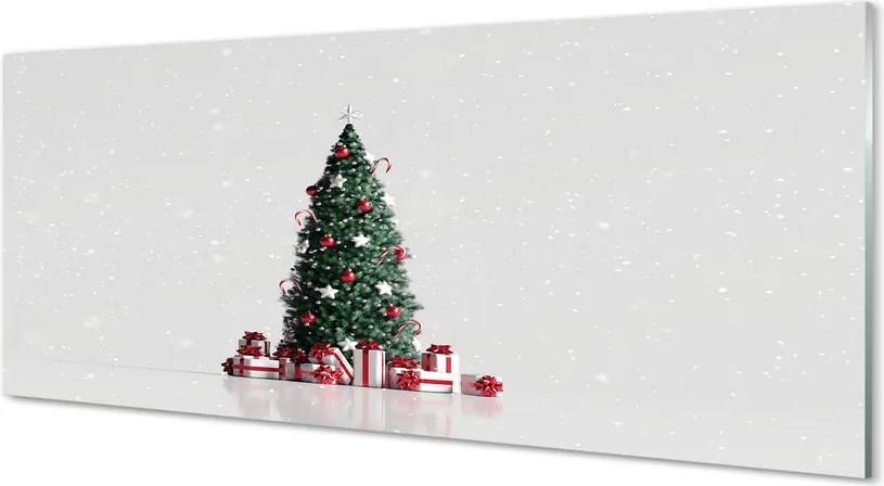 Panel szklany do Kuchni Świąteczny Salon z Choinkami