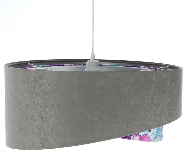 Szaro fioletowa lampa wisząca z weluru L7-S12