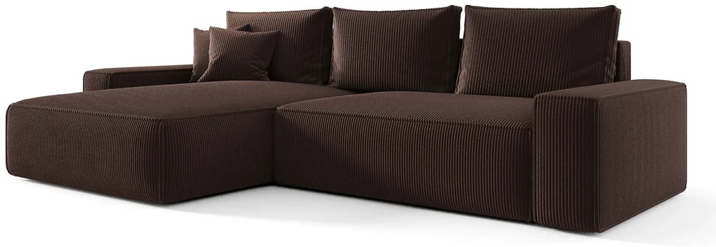 Brązowy narożnik sztruksowy z pojemnikiem M5-B12