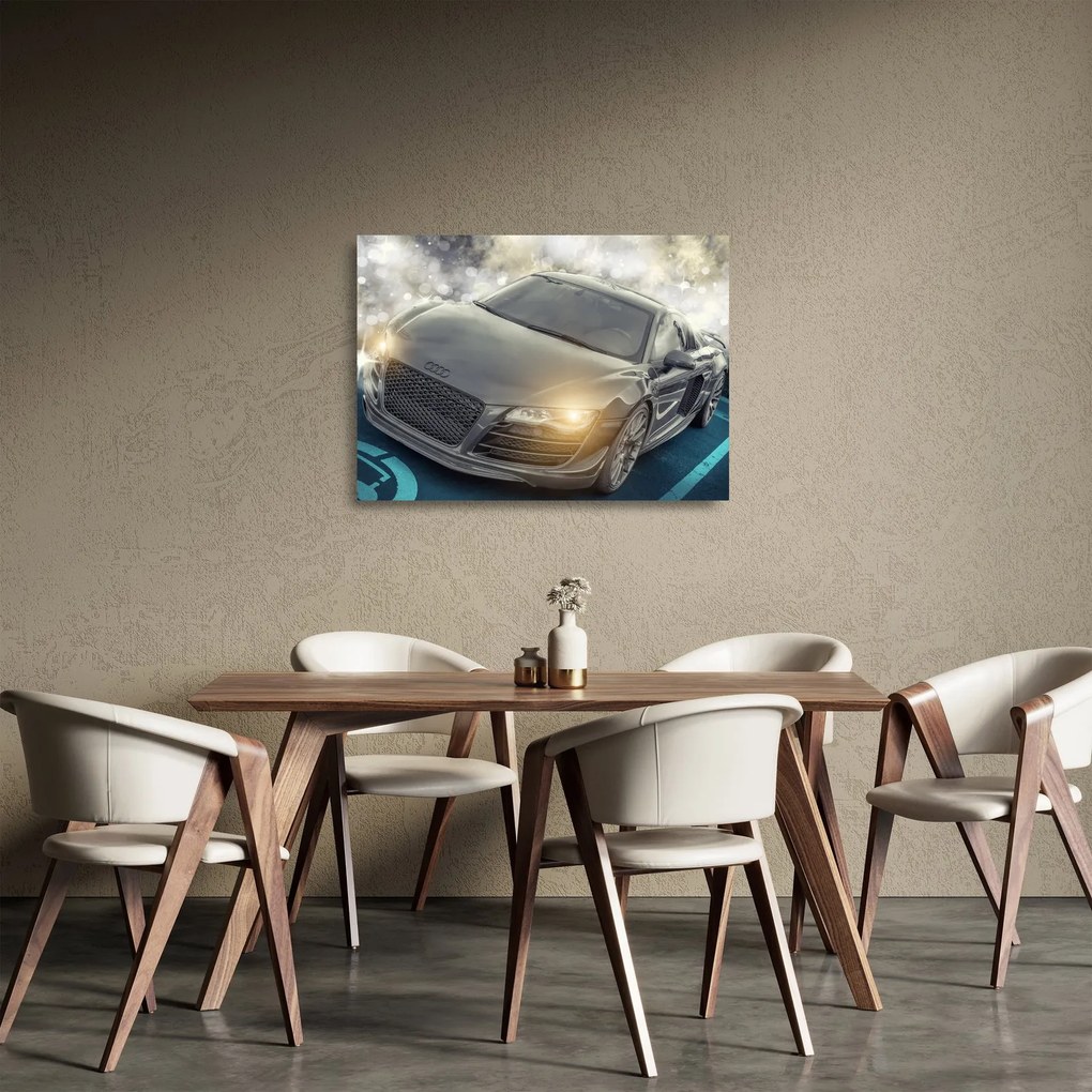 Obraz na szkle - samochód Audi - szary (70x50 cm)