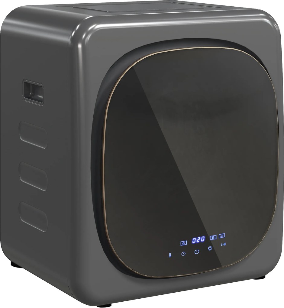 HOMCOM Suszarka do Ubrań z Dezynfekcją UV, Kompaktowa Budowa, 4 kg Pojemności, Stal Nierdzewna, Szary