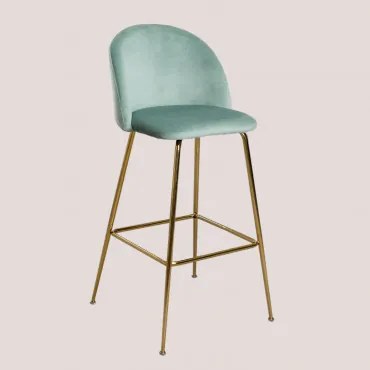 Zestaw 2 Wysokich Stołków Z Aksamitu Kana Design Złoto & Verde Abeto & ↑75 Cm - Sklum